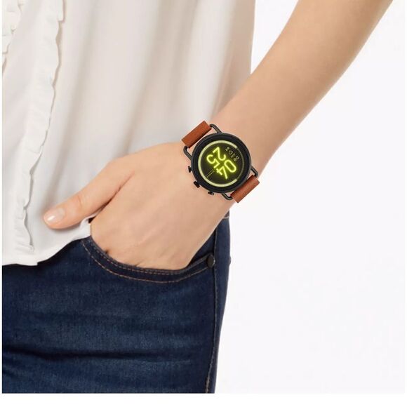 NWOT SKAGEN Unisex Falster 3 Brown Leather Strap Touchscreen Smart Watch 43mm - Picture 2 of 10